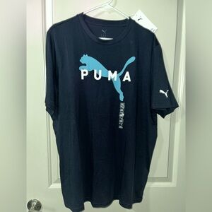 PUMA Men's Dark Blue Tee with Light Blue Logo